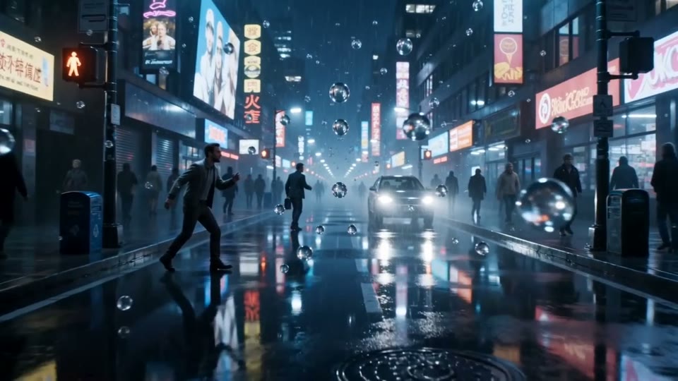 Inside a Frozen Raindrop AI video example poster