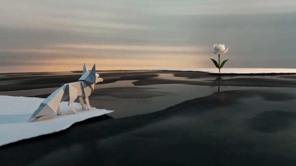 Paper Fox Across the Ink River AI video example poster